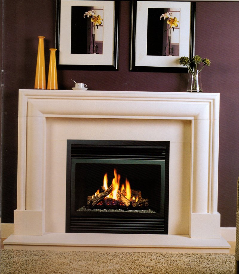 Minimalist Limestone fireplace surround